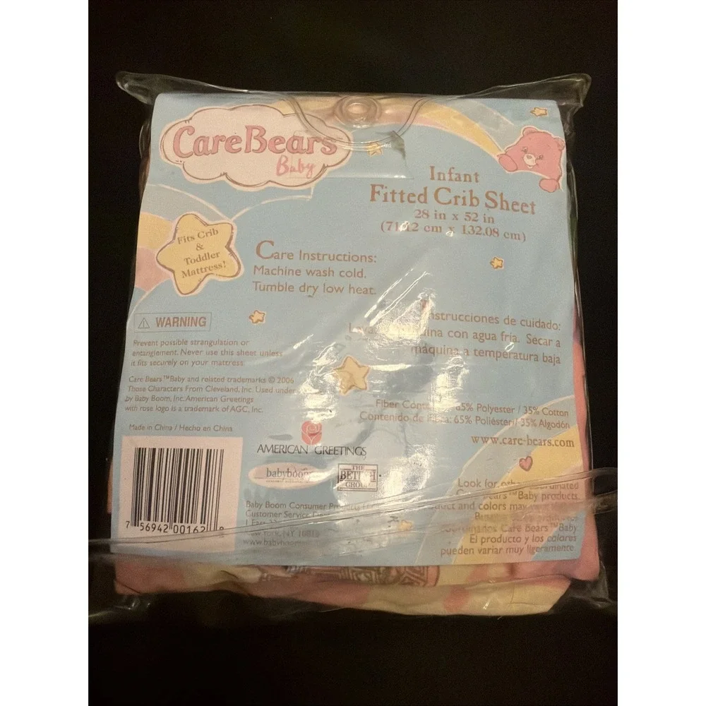 Vintage Care Bears Fitted Crib Sheet New In Pack 2006 American Greetings